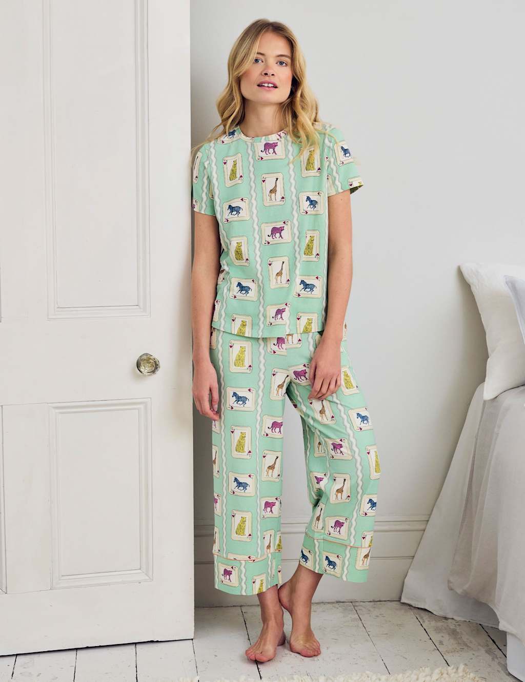 Chelsea Peers Women's Cotton Rich Playing Card Print Pyjama Set - 12 - Green - Available at M&S