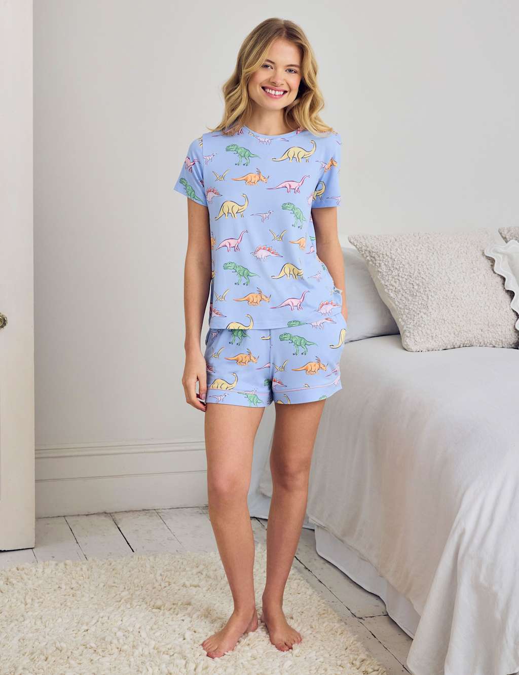 Chelsea Peers Women's Animal Print Shortie Set - 12 - Blue - Available at M&S