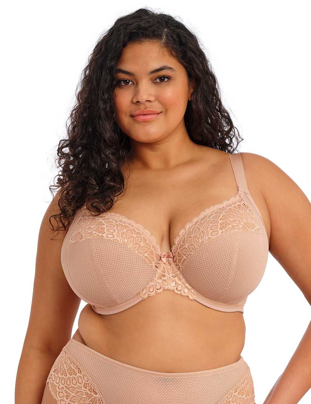 Elomi Women's Tiernie Lace Wired Plunge Bra (DD-K) - 42H - Nude - Available at M&S