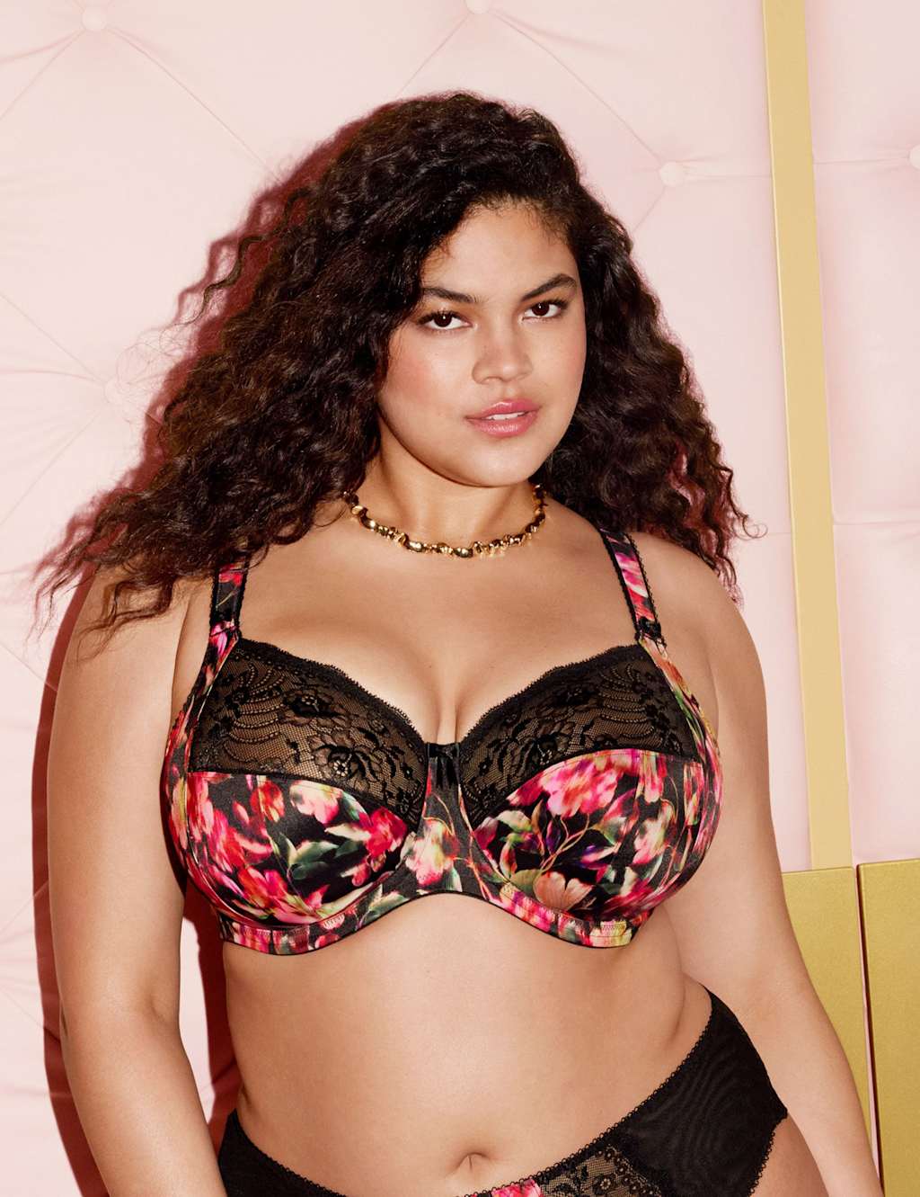 Elomi Women's Morgan Floral Lace Wired Full Cup Bra (DD-KK) - 40J - Black Mix - Available at M&S