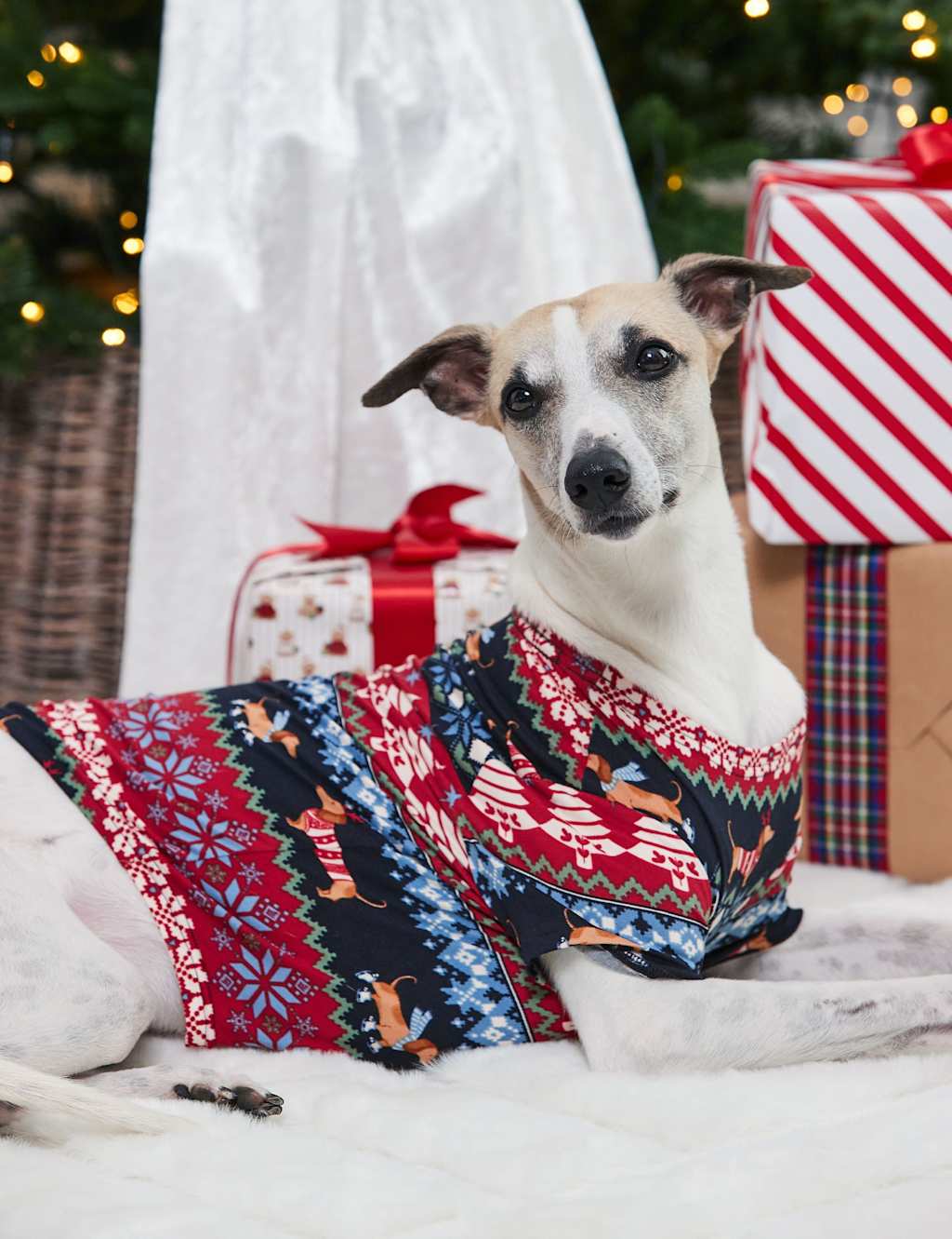 Chelsea Peers Pet Christmas Fair Isle Pyjama T-Shirt Navy Mix