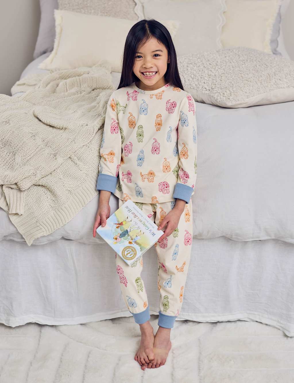 Chelsea Peers Kids Cotton Rich Dog Print Pyjamas (1-12 Yrs) - 11-12 Years - White - Available at M&S