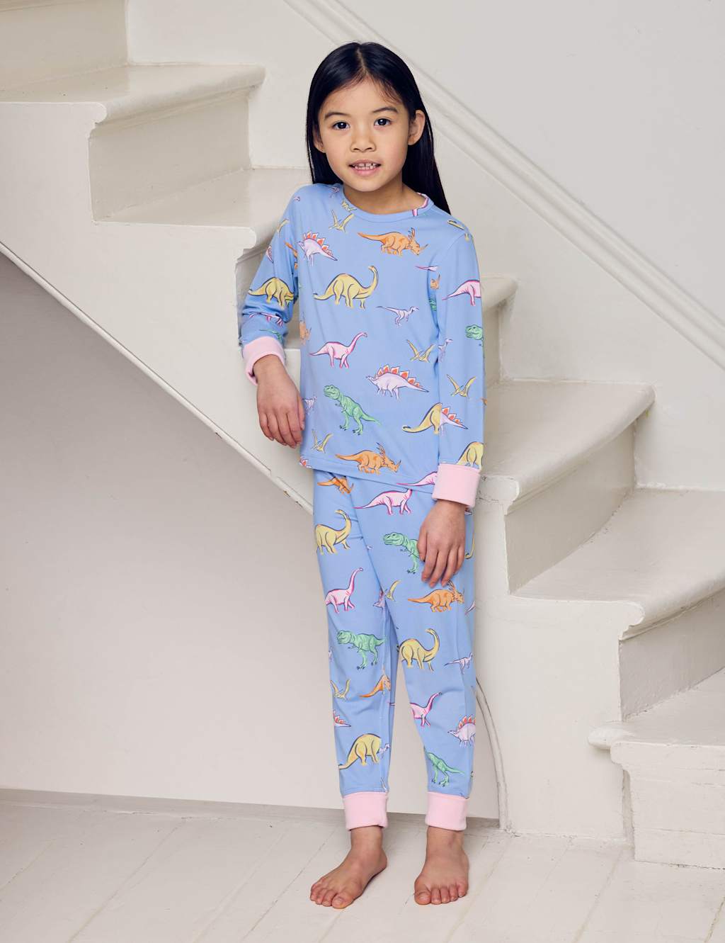 Chelsea Peers Kids Dinosaur Print Pyjamas (1-12 Yrs) - 11-12 Years - Blue - Available at M&S