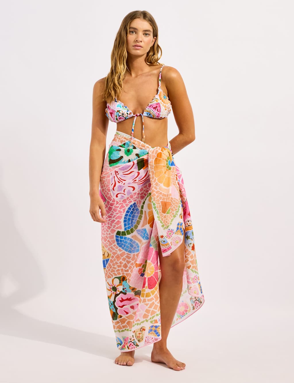 Seafolly Women's Pure Cotton Printed Beach Cover Up Sarong - Pink Mix - Available at M&S