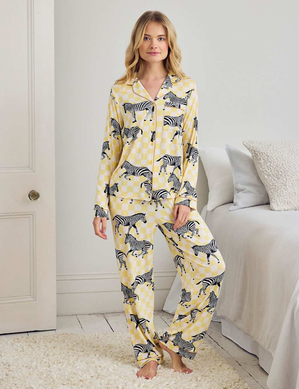 Chelsea Peers Women's Print Pyjama Set - 12 - Yellow - Available at M&S