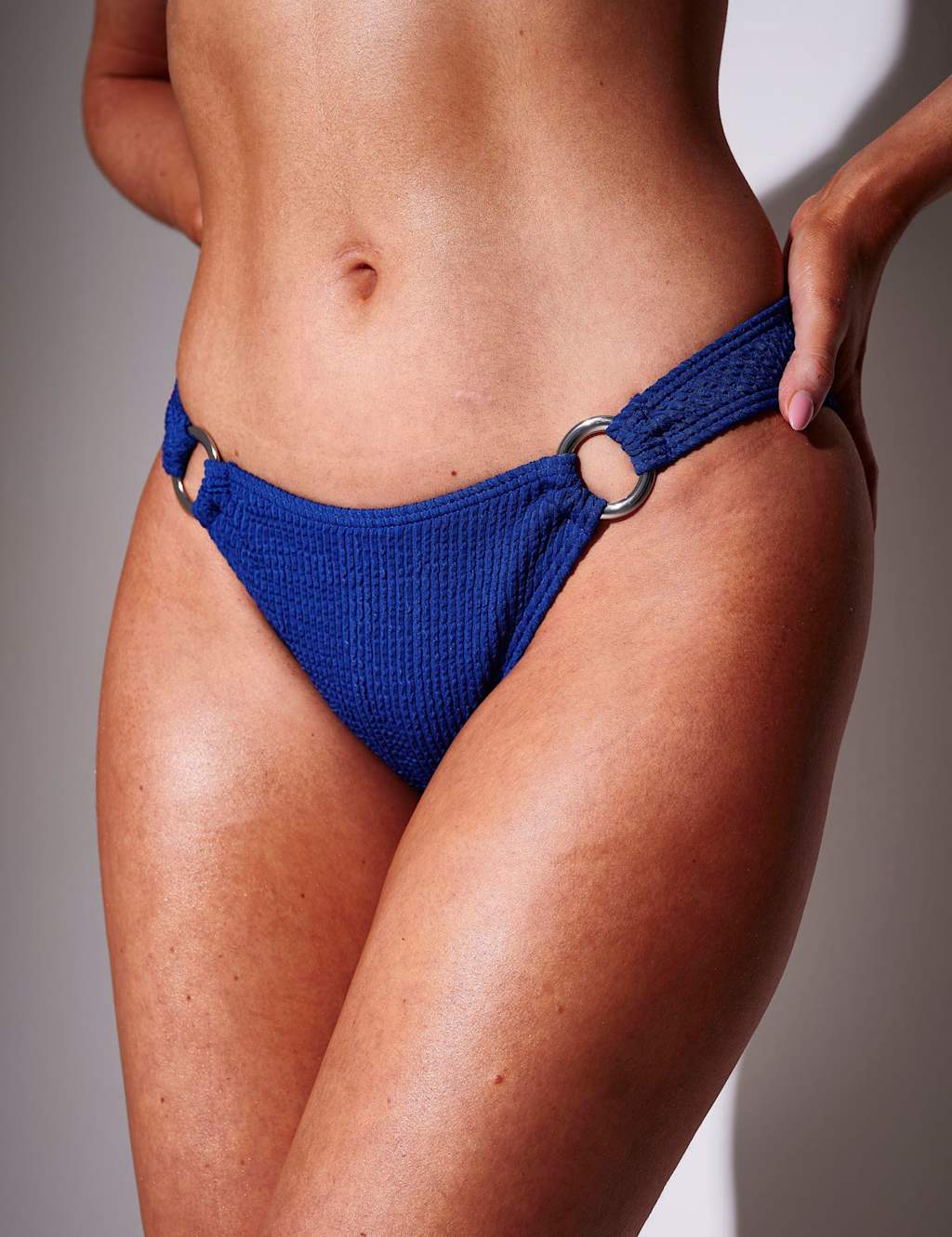 South Beach Women's Crinkle Textured Ring Detail Bikini Bottoms - 16 - Cobalt - Available at M&S