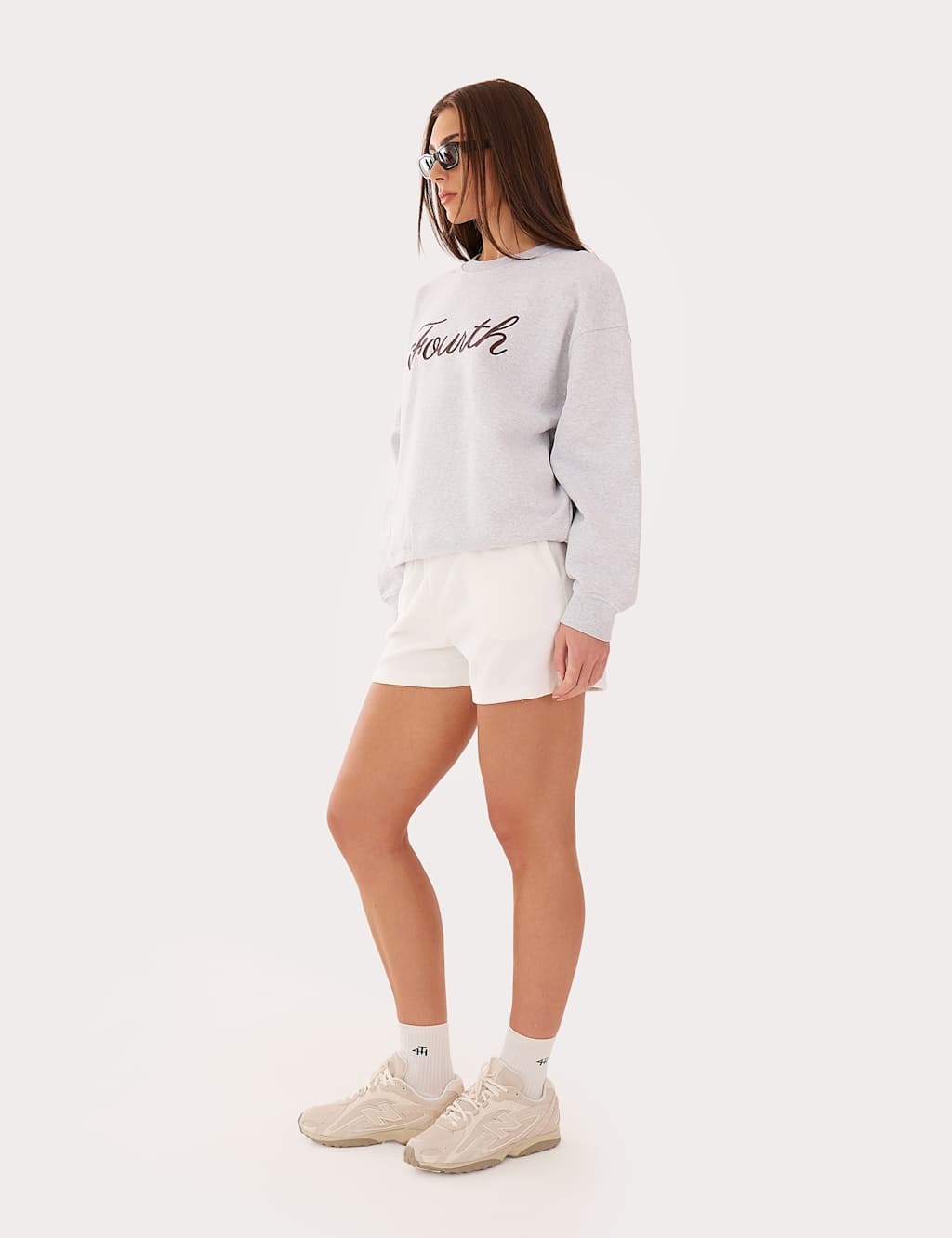 4Th & Reckless Women's Pure Cotton Embroidered Relaxed Sweatshirt - Medium - Light Grey - Available at M&S