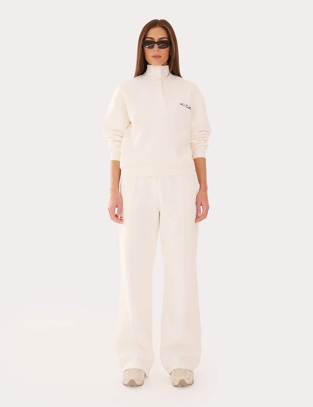 4Th & Reckless Women's Pure Cotton Half Zip Relaxed Sweatshirt - Large - White - Available at M&S