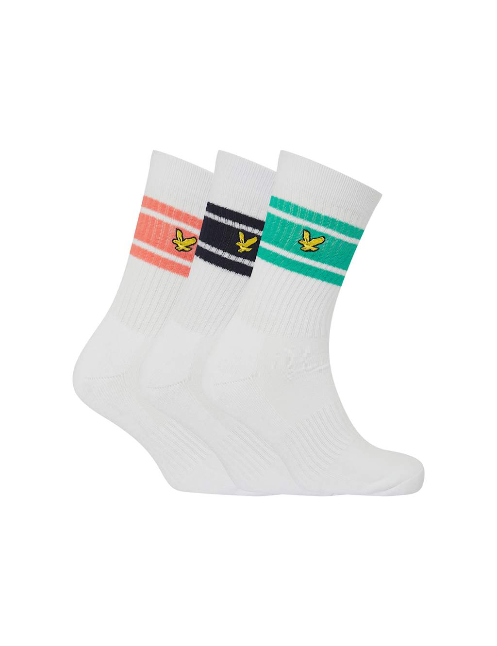 Lyle & Scott Men's 3pk Cotton Rich Striped Sports Socks - White Mix - Available at M&S
