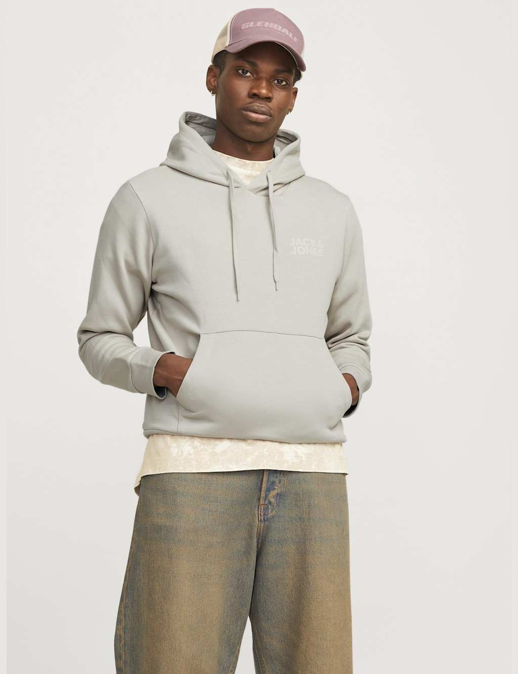 JACK & JONES Cotton Rich Hoodie Stone
