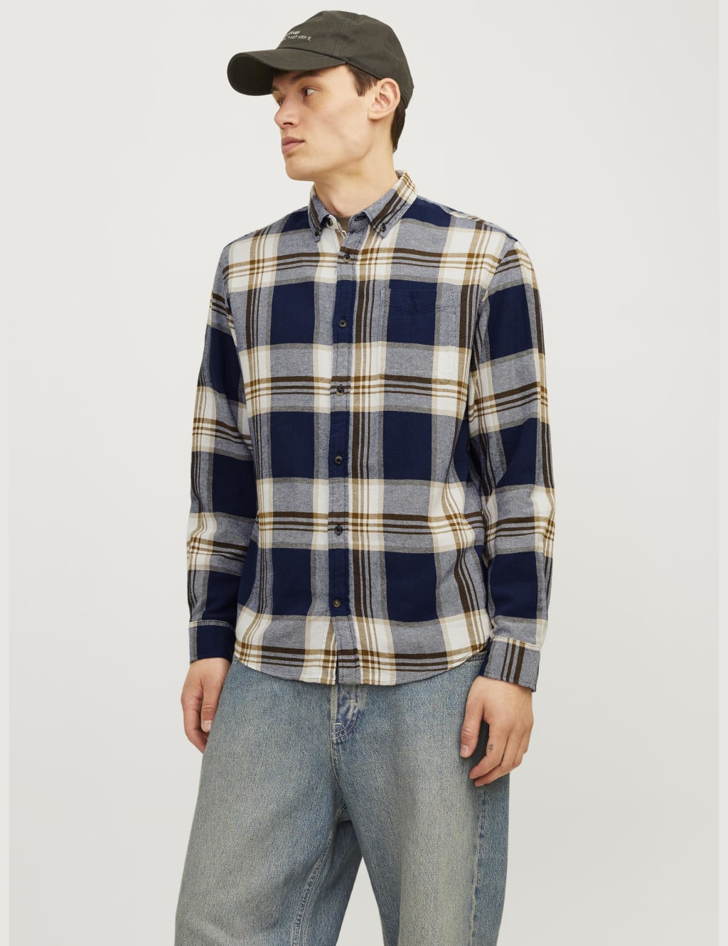 Slim Fit Pure Cotton Checked Overshirt