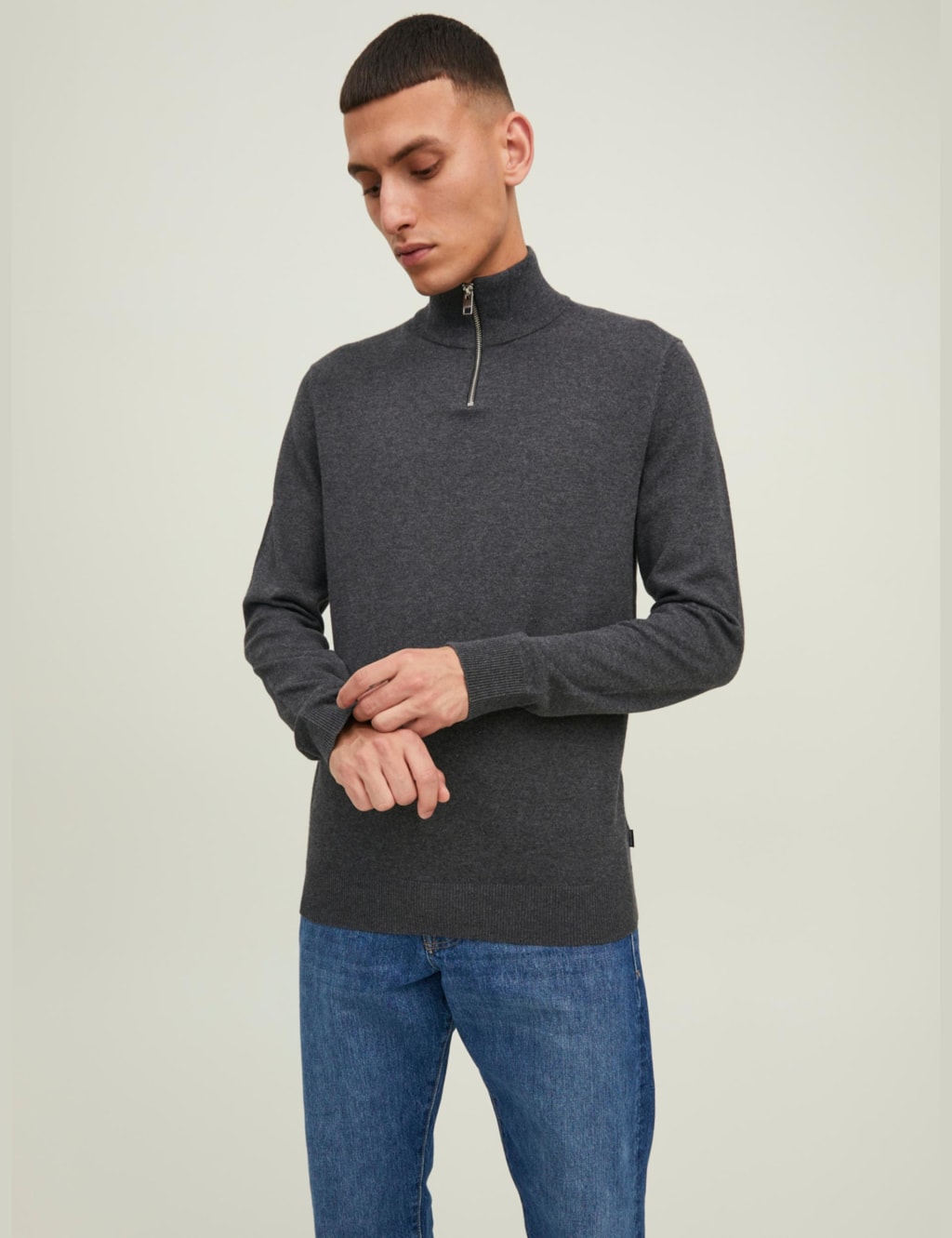 Cotton Rich Half Zip Jumper