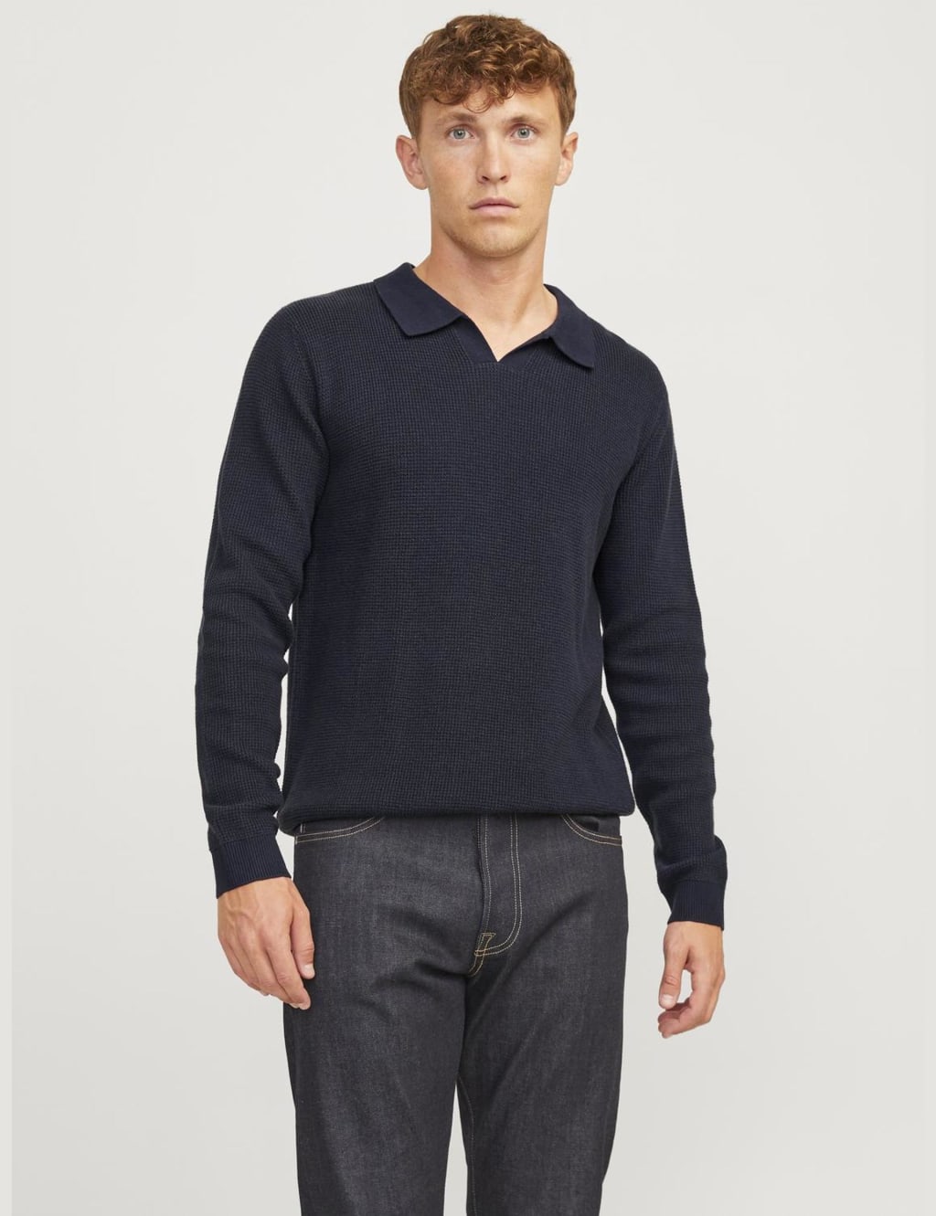 Pure Cotton Textured Knitted Polo Shirt