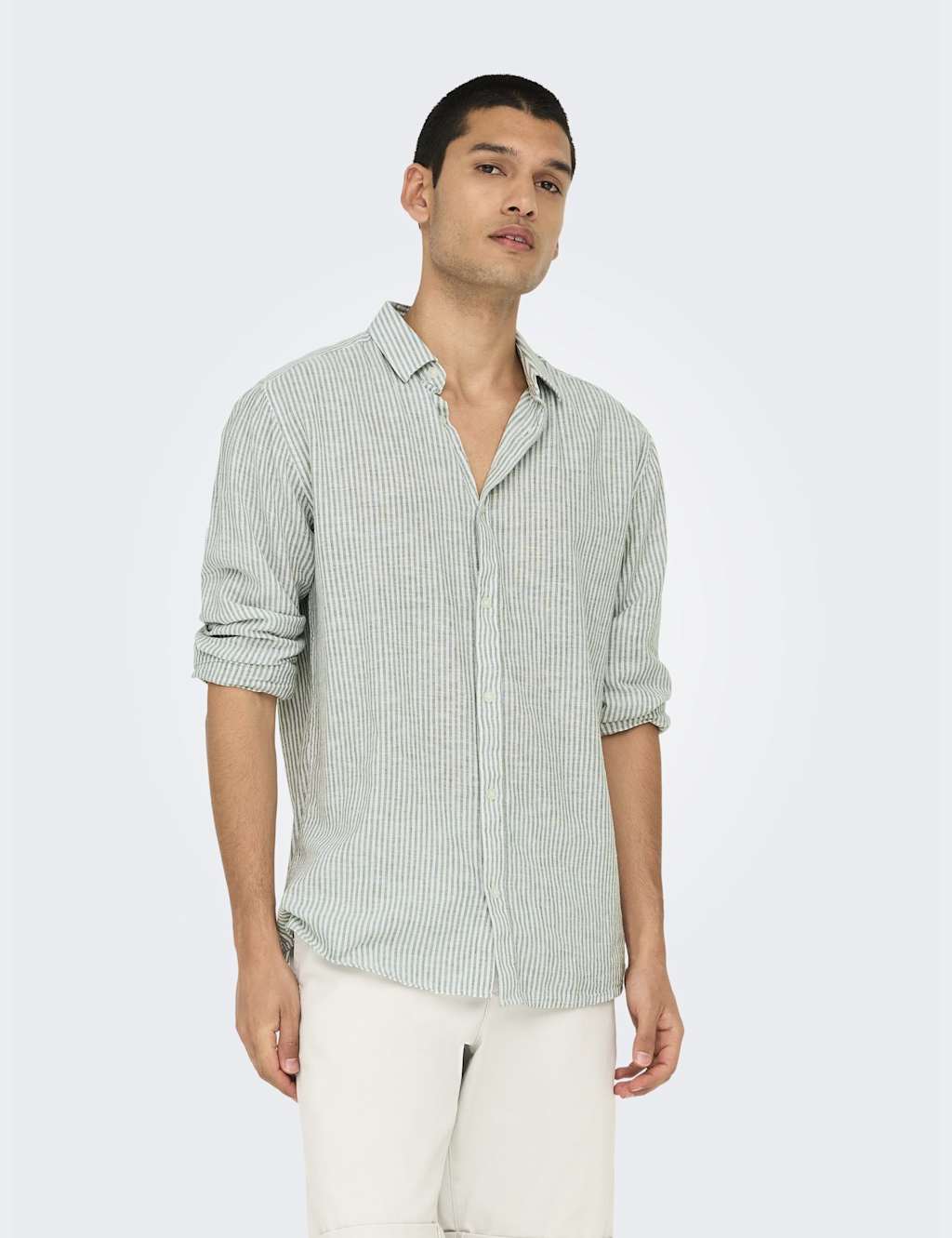 Cotton Linen Blend Striped Shirt