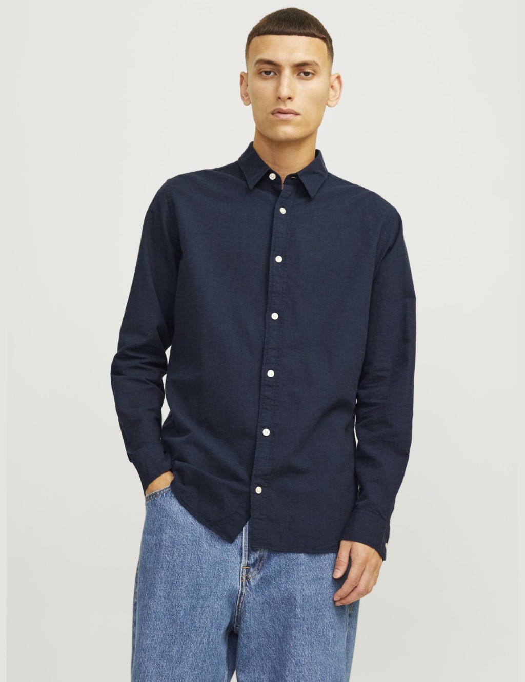 Cotton Linen Blend Oxford Shirt