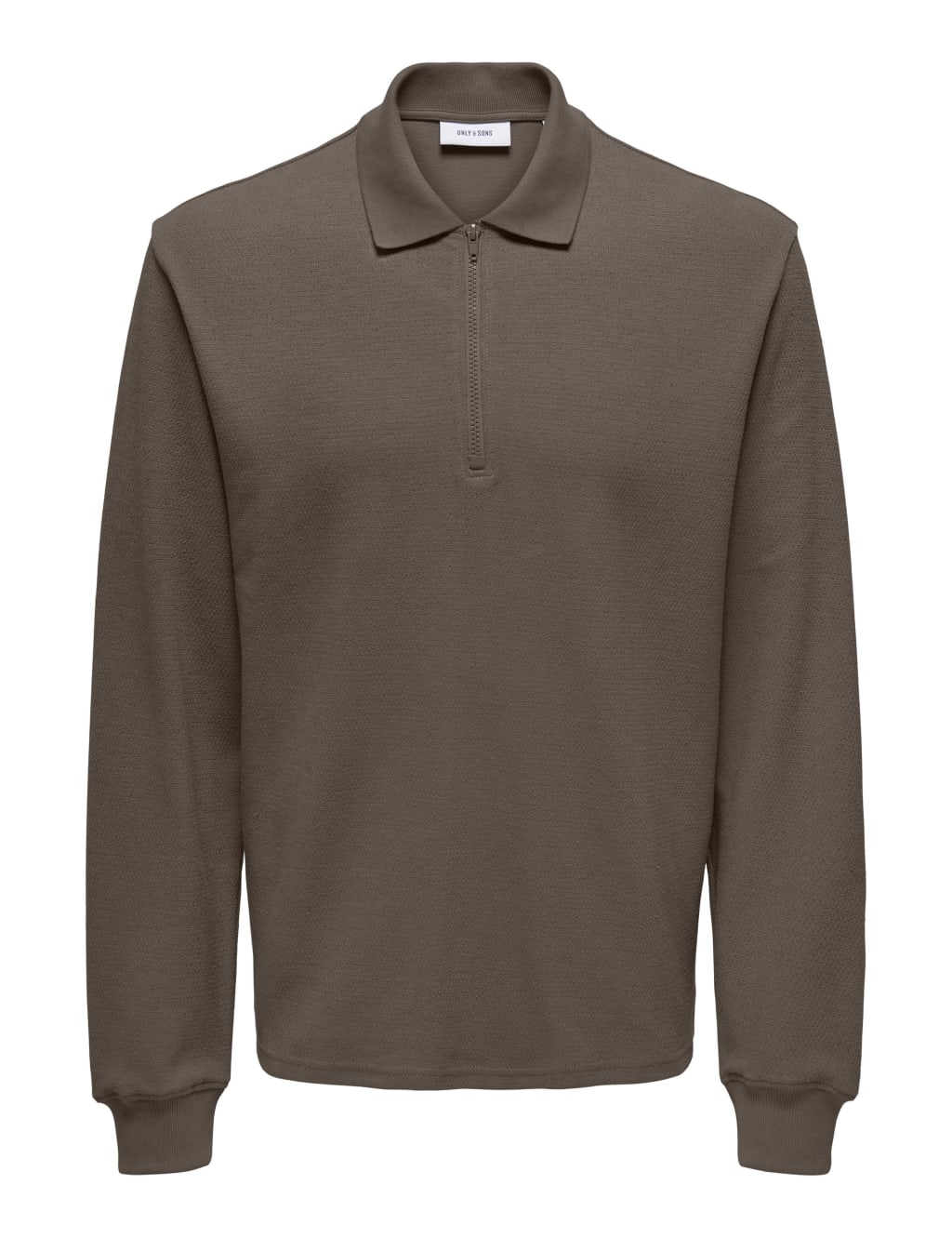 Cotton Rich Half Zip Long Sleeve Polo Shirt