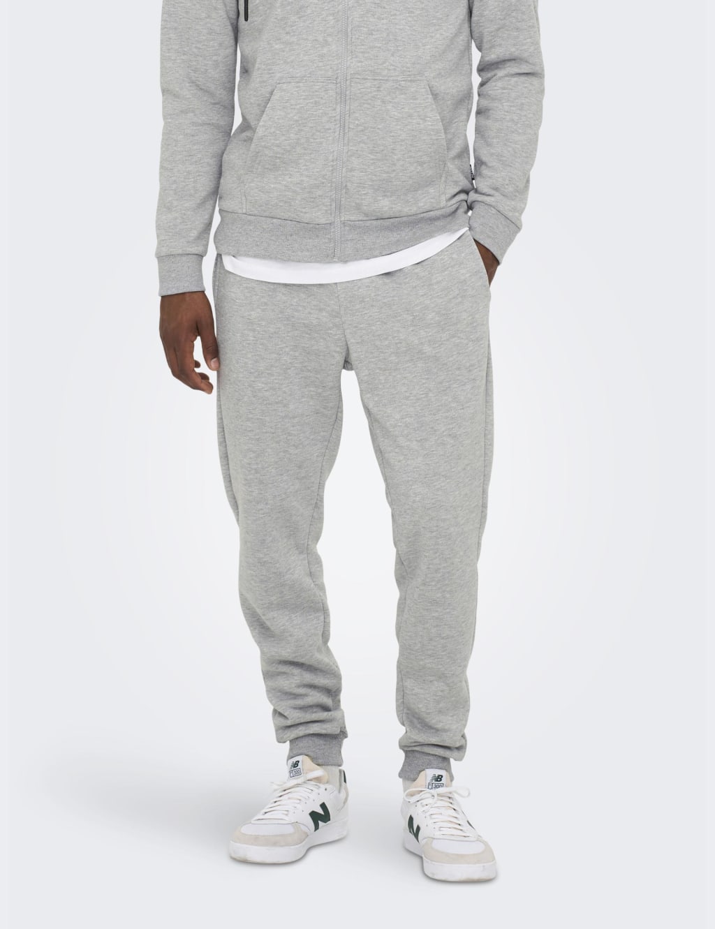 Only & Sons Men's Regular Fit Elasticated Waist Cuffed Joggers - Light Grey, Black,Light Grey