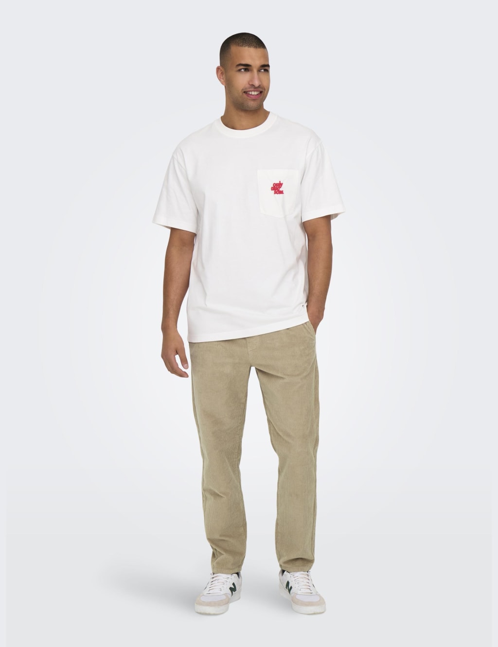 Tapered Fit Corduroy Elasticated Waist Trousers