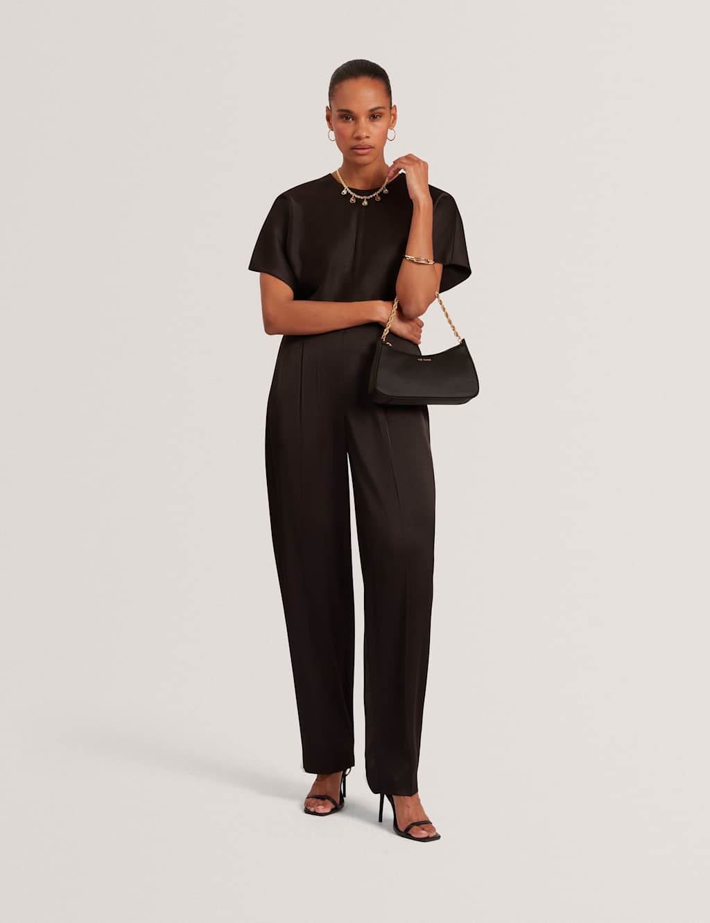 Ted Baker Pleat Front Barrel Leg Trousers Black