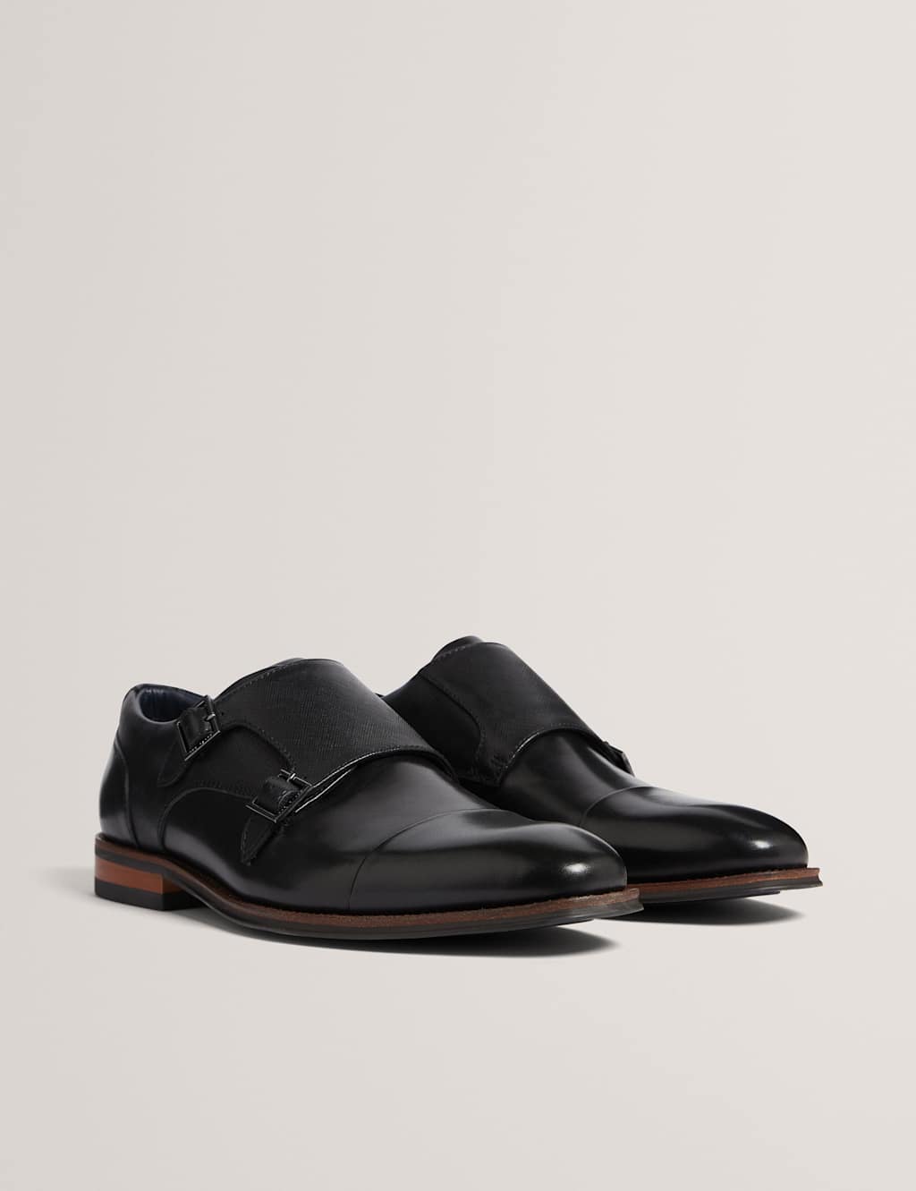 Ted Baker Leather Monk Strap Shoes Black