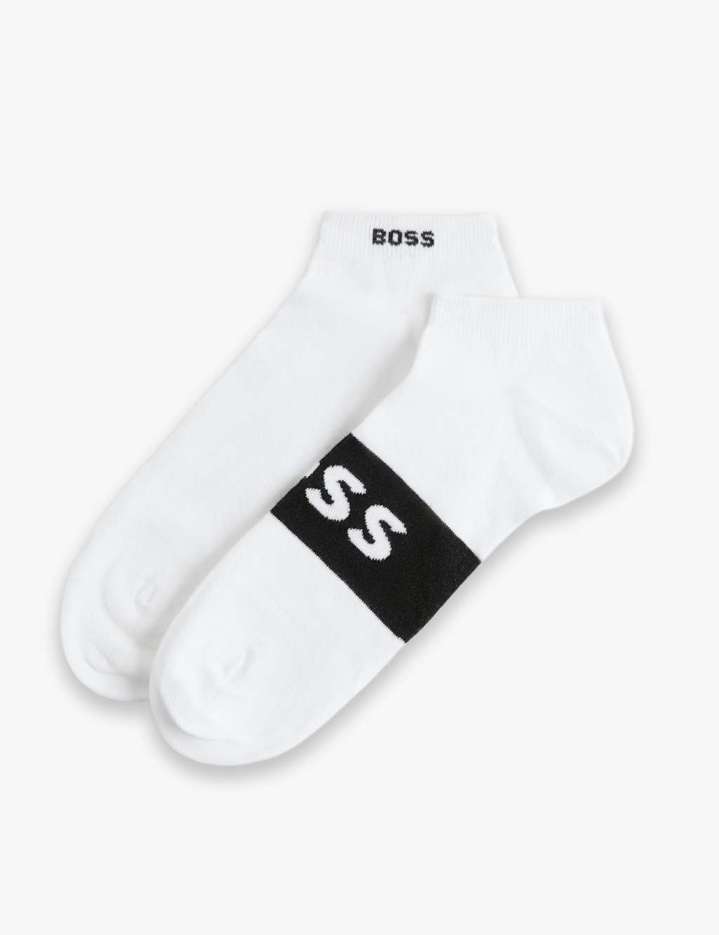 Boss 2 Pack Logo Cotton Rich Trainer Socks White Mix