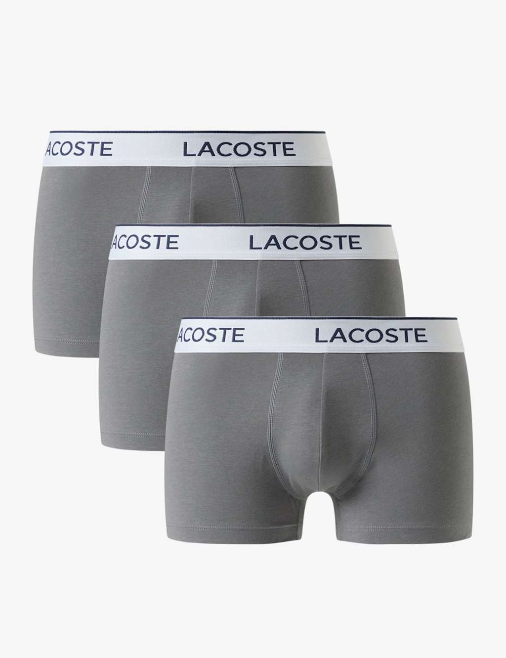 Lacoste 3pk Cotton Rich Trunks Grey