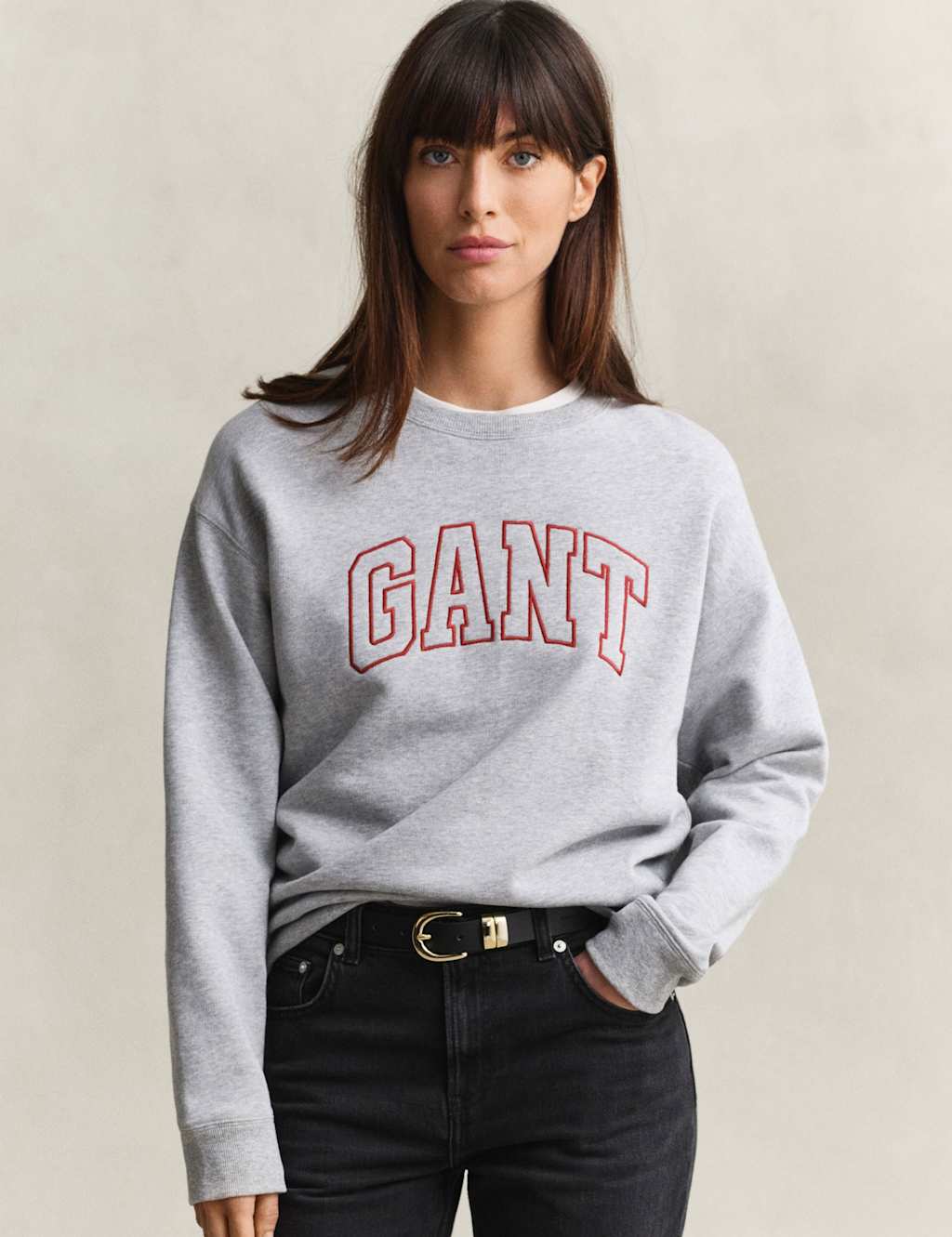 Gant Women's Pure Cotton Logo Sweatshirt - Small - Grey - Available at M&S