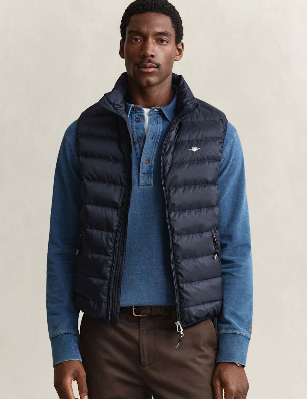 Gant Men's Lightweight Padded Gilet - L - Blue - Available at M&S