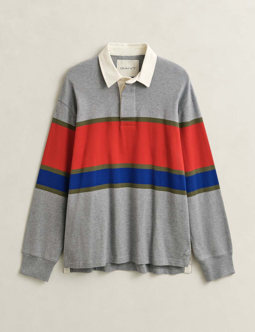 Gant Men's Pure Cotton Colour Block Striped Rugby Shirt - XL - Grey - Available at M&S
