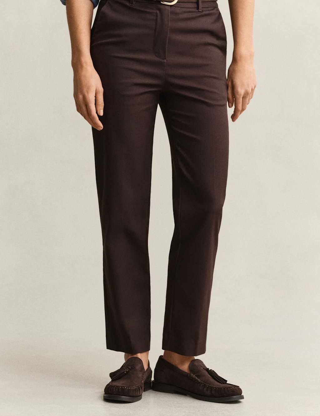 Gant Women's Cotton Rich Slim Fit Chinos - 44 - Brown - Available at M&S