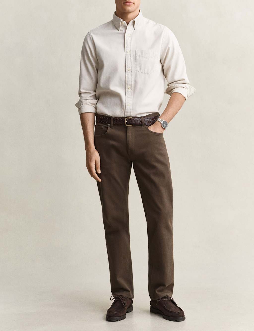 Gant Men's Regular Fit Twill Jeans - 36 - Brown - Available at M&S