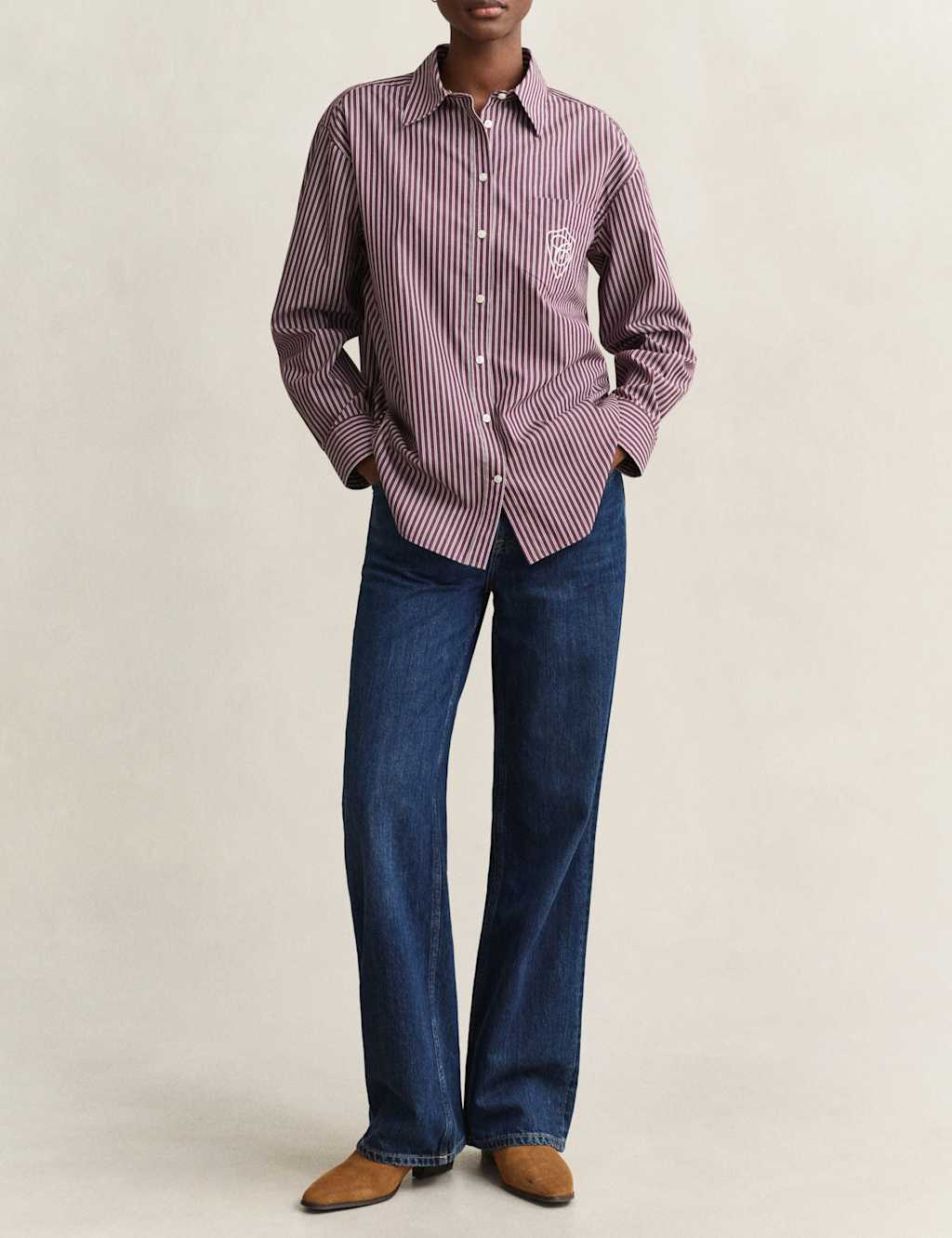 Gant Women's Pure Cotton Striped Button Through Shirt - 14 - Red Mix - Available at M&S