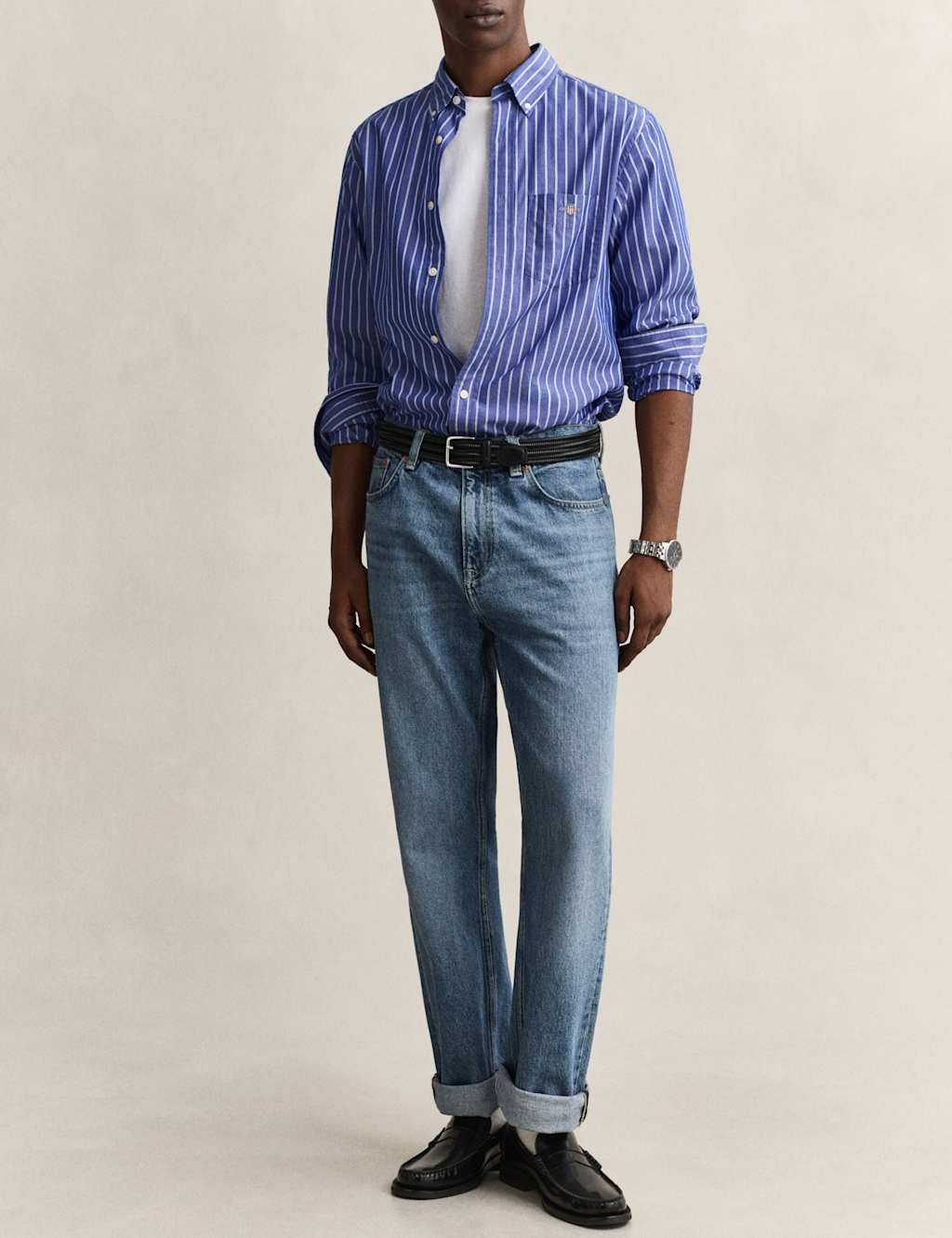 Gant Men's Pure Cotton Poplin Striped Oxford Shirt - 3XL - Blue Mix - Available at M&S