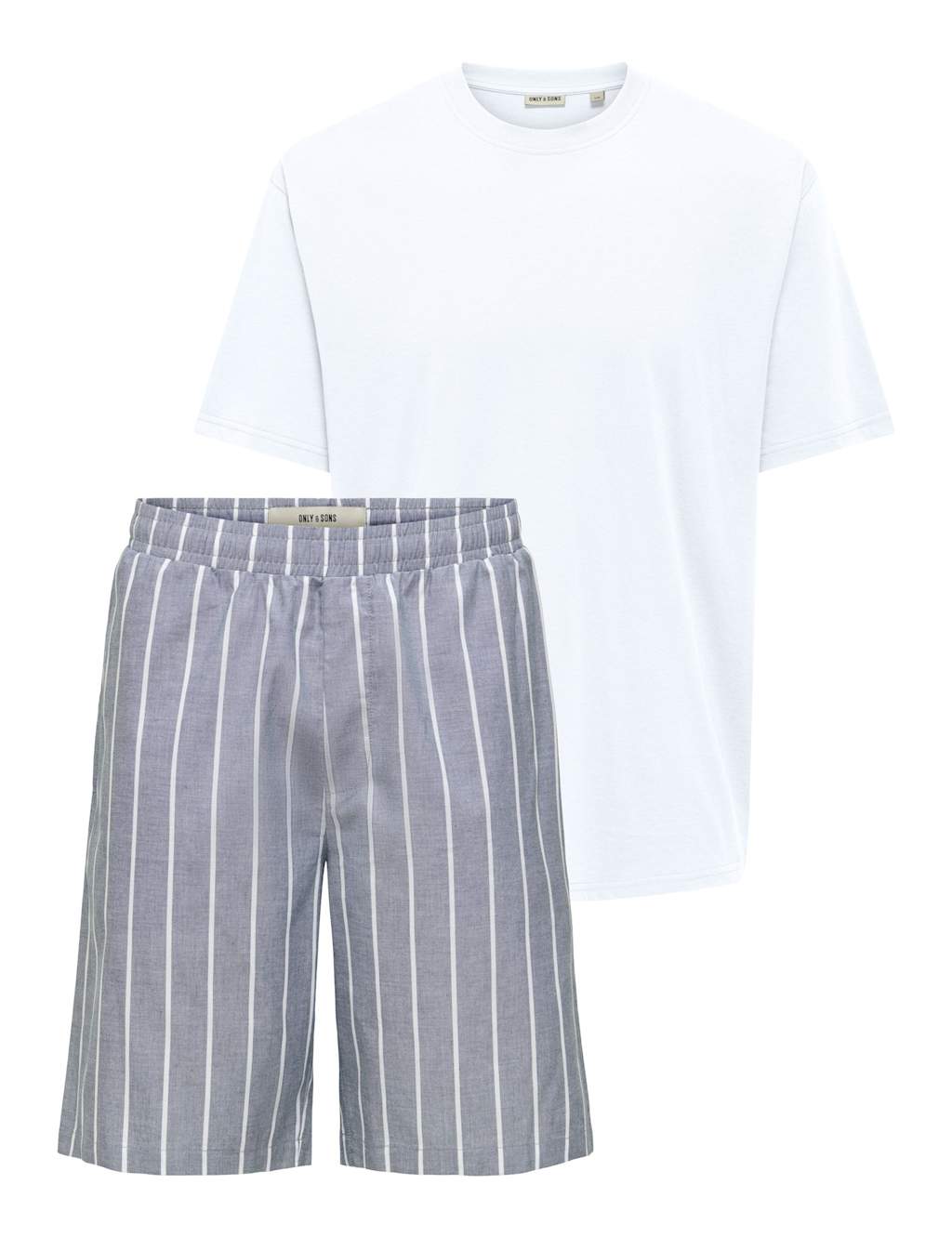 ONLY & SONS Pure Cotton Striped Pyjama Gift Set Blue Mix