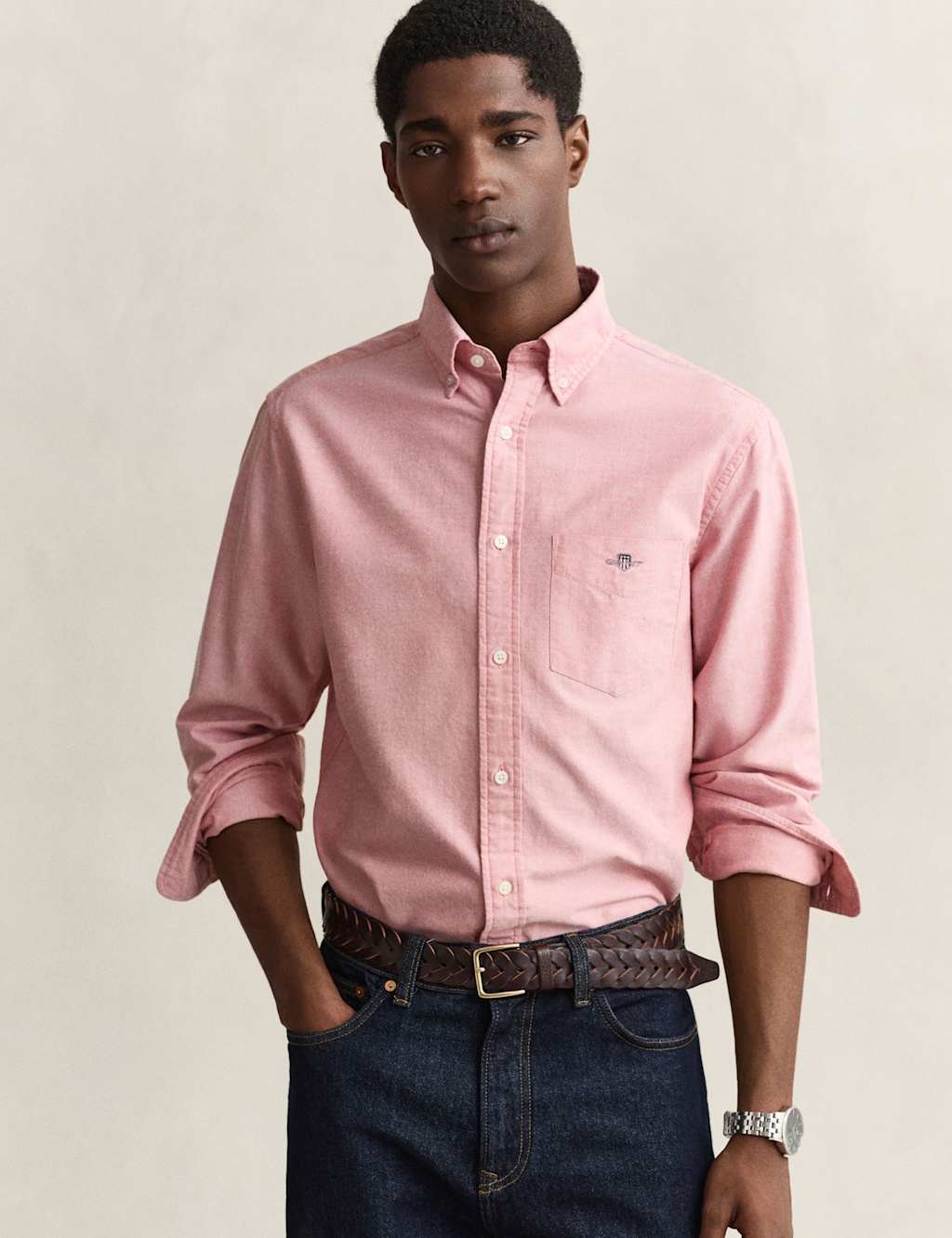 Gant Men's Pure Cotton Classic Oxford Shirt - L - Red - Available at M&S