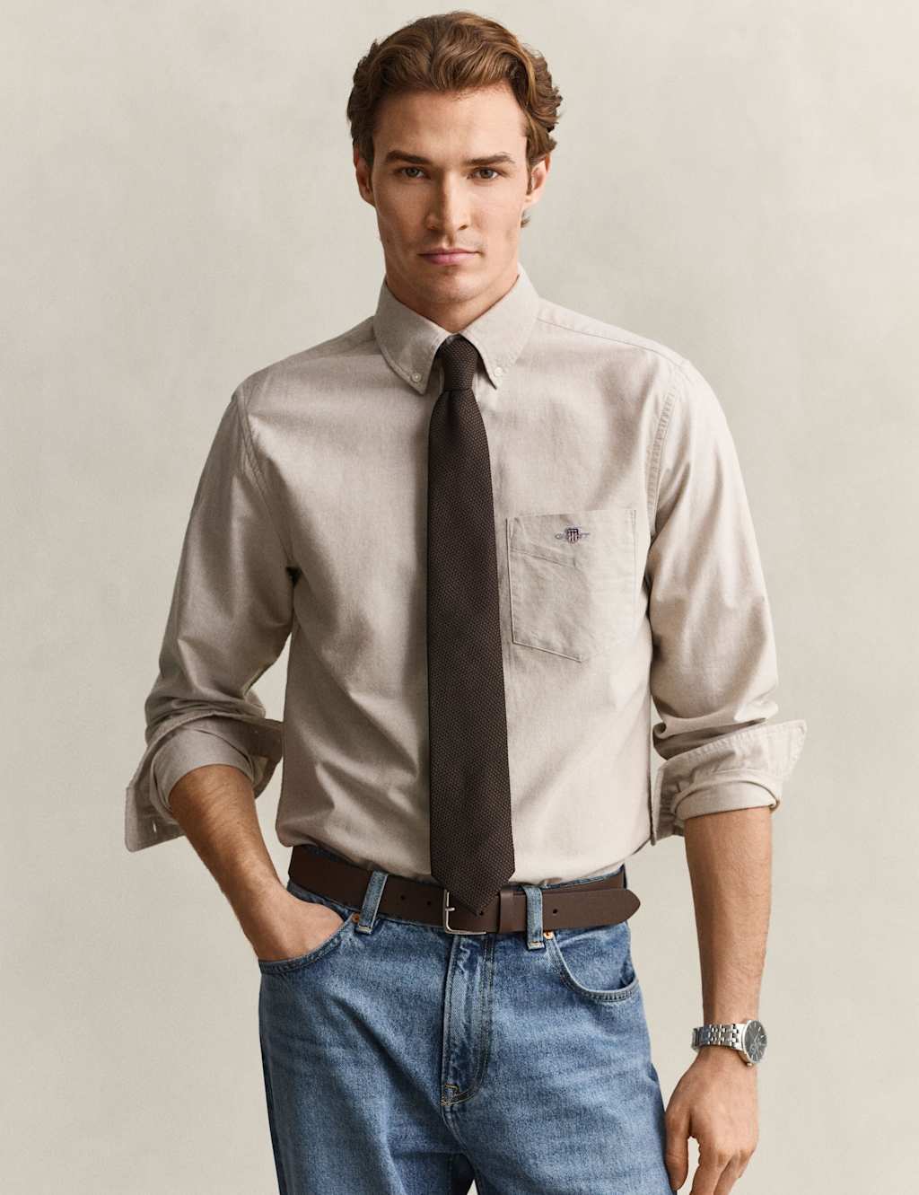 Gant Men's Pure Cotton Classic Oxford Shirt - 3XL - Taupe - Available at M&S