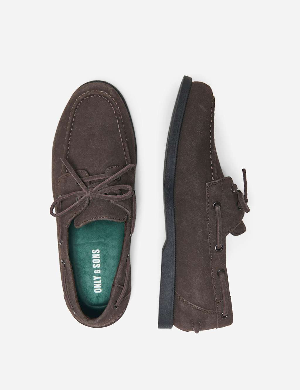 Only & Sons Men's Faux Suede Boat Shoes - 9 - Brown - Available at M&S