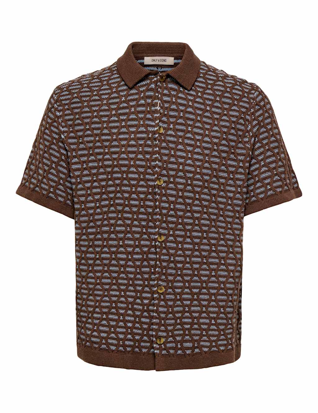 Only & Sons Men's Cotton Rich Geometric Knitted Polo Shirt - L - Brown Mix - Available at M&S