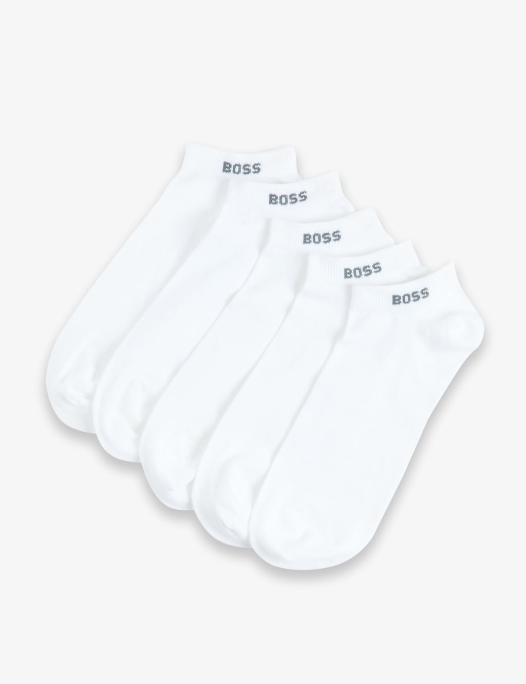Boss 5 Pack Cotton Rich Trainer Socks White