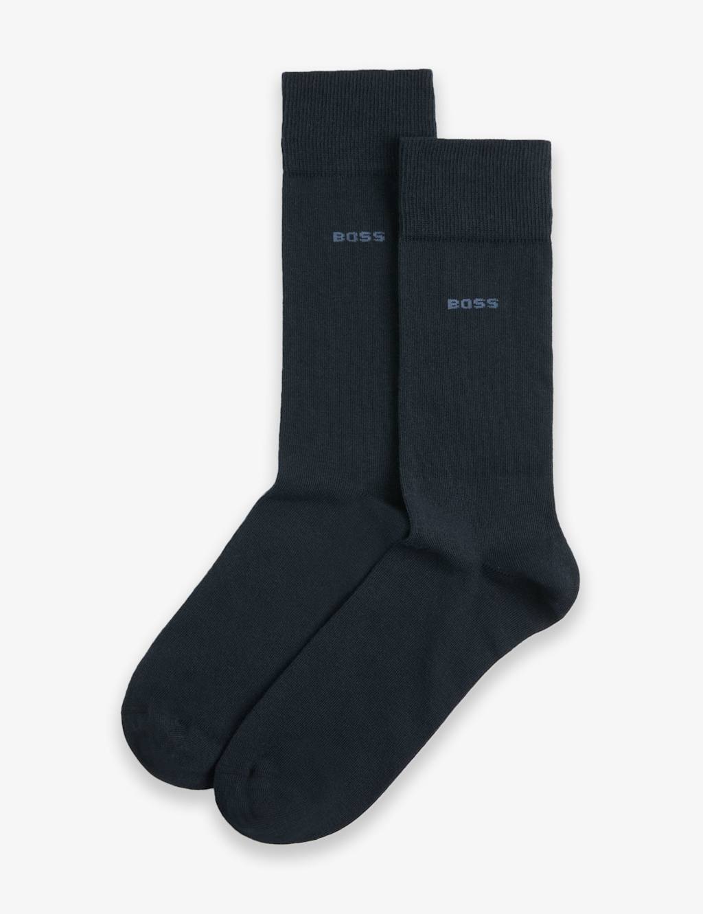 Boss Men's 2 Pack Cotton Rich Ankle Socks - 5½ -8 - Navy - Available at M&S