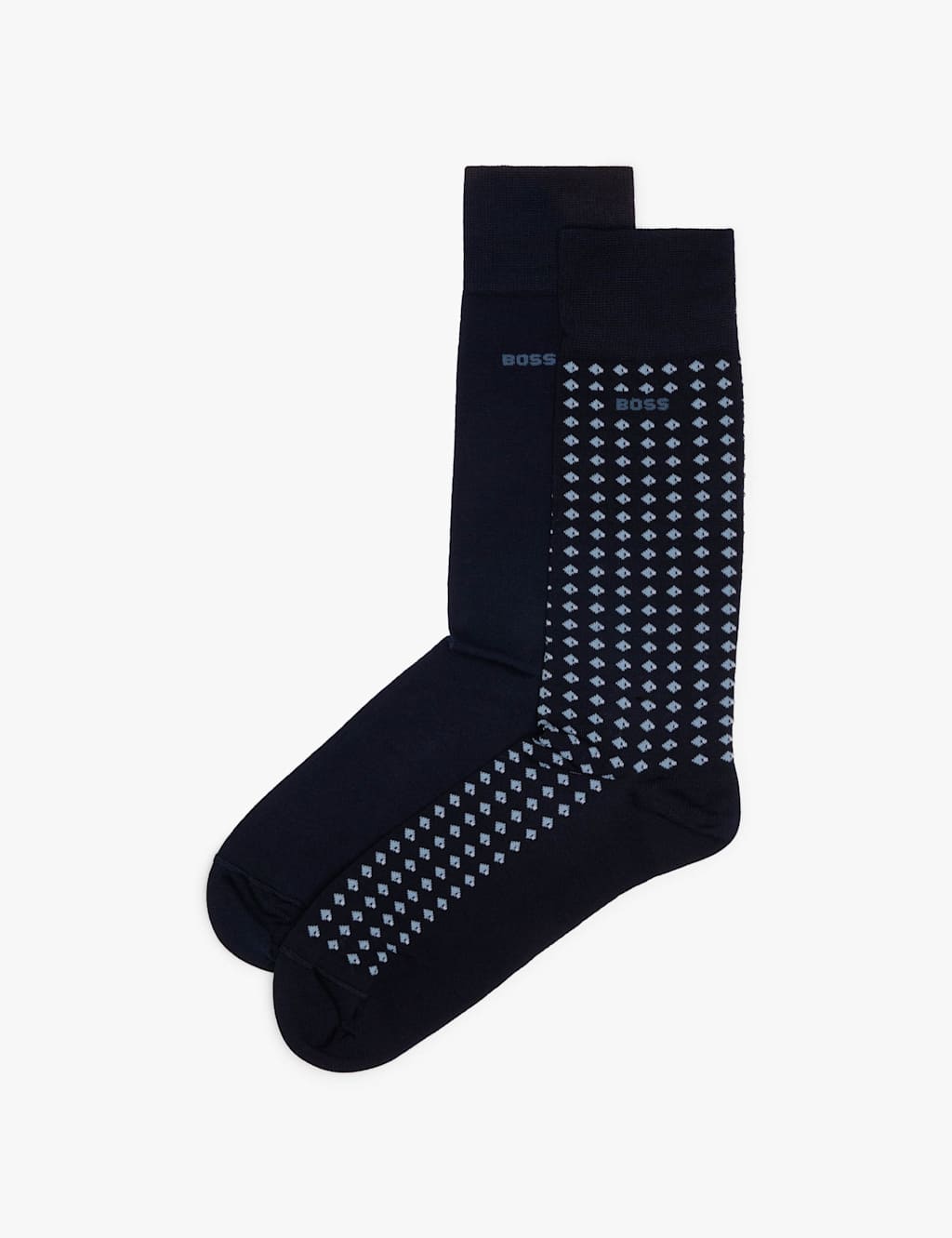 Boss Men's 2 Pack Assorted Cotton Rich Socks - 6-11 - Navy - Available at M&S