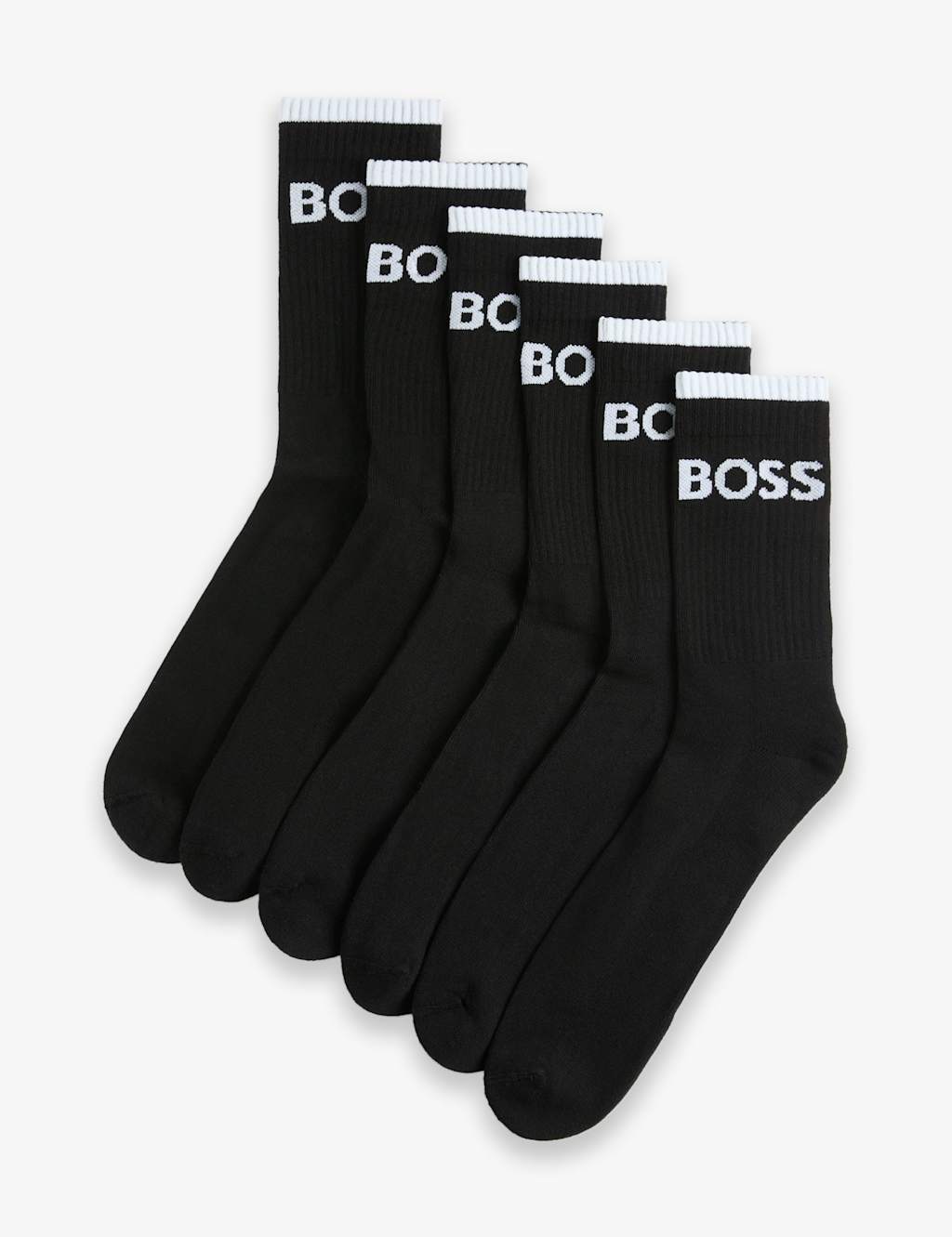 Boss Men's 6 Pack Stripe Cotton Rich Ankle Socks - 9-11 - Black - Available at M&S