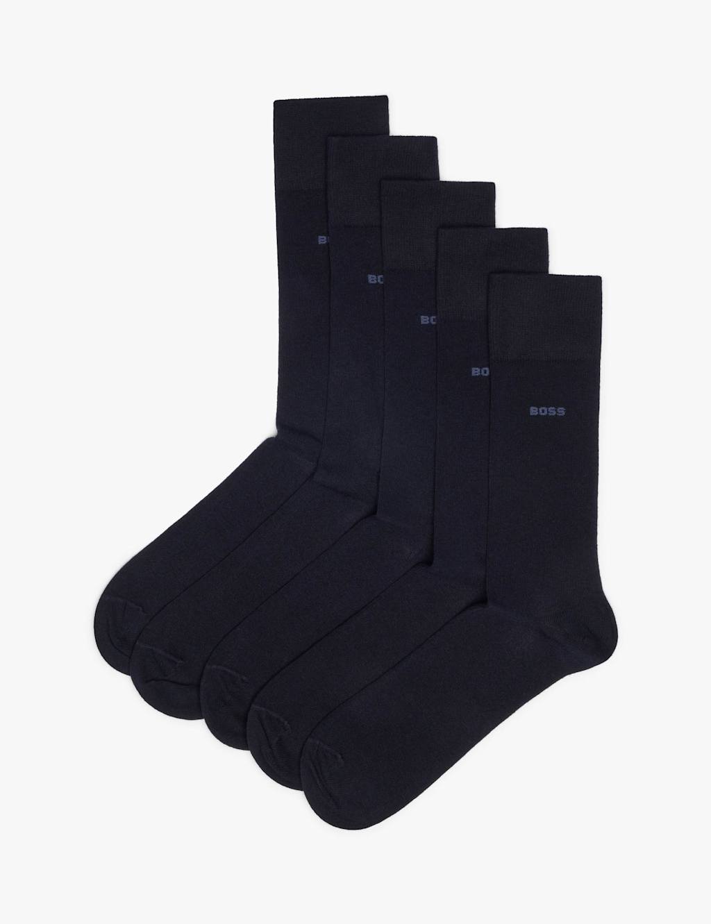 Boss Men's 5 Pack Cotton Rich Ankle Socks - 6-11 - Navy - Available at M&S