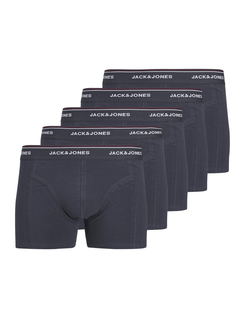 JACK & JONES 5pk Jersey Logo Waistband Trunks Black Mix