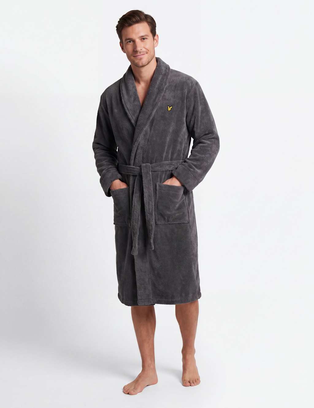 Lyle & Scott Men's Cotton Blend Dressing Gown - S - Dark Grey - Available at M&S