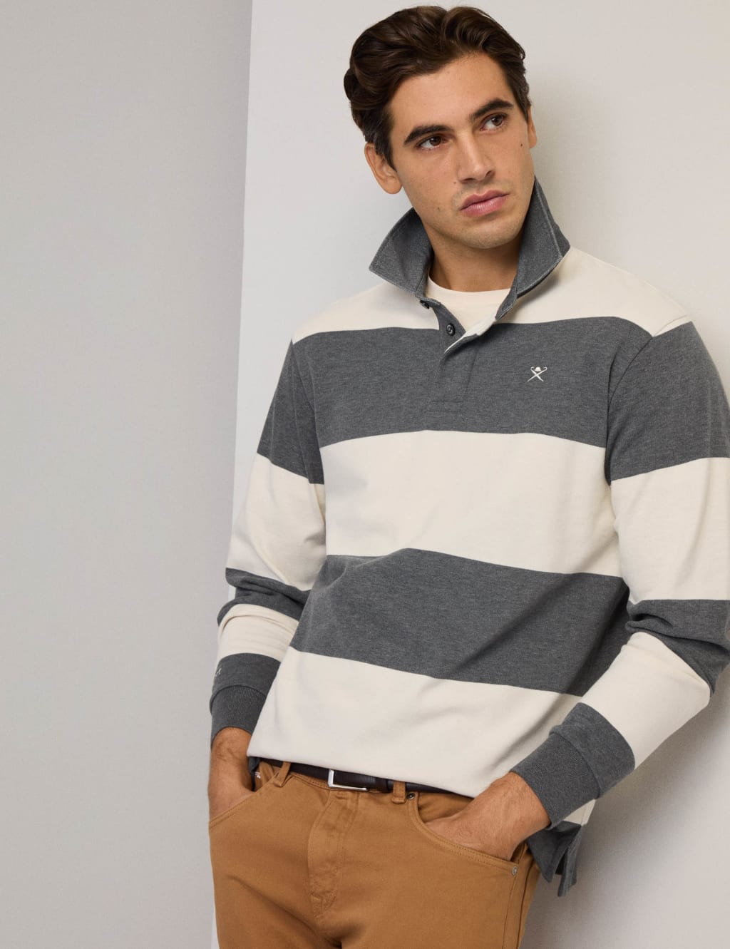 Pure Cotton Striped Long Sleeve Rugby Shirt