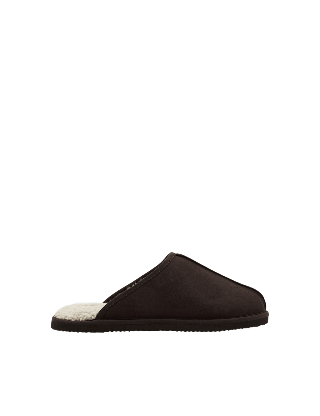 JACK & JONES Faux Suede Fleece Lined Mule Slippers Dark Brown