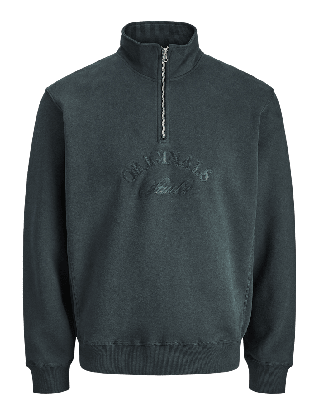 JACK & JONES Cotton Rich Half Zip Sweatshirt Dark Green