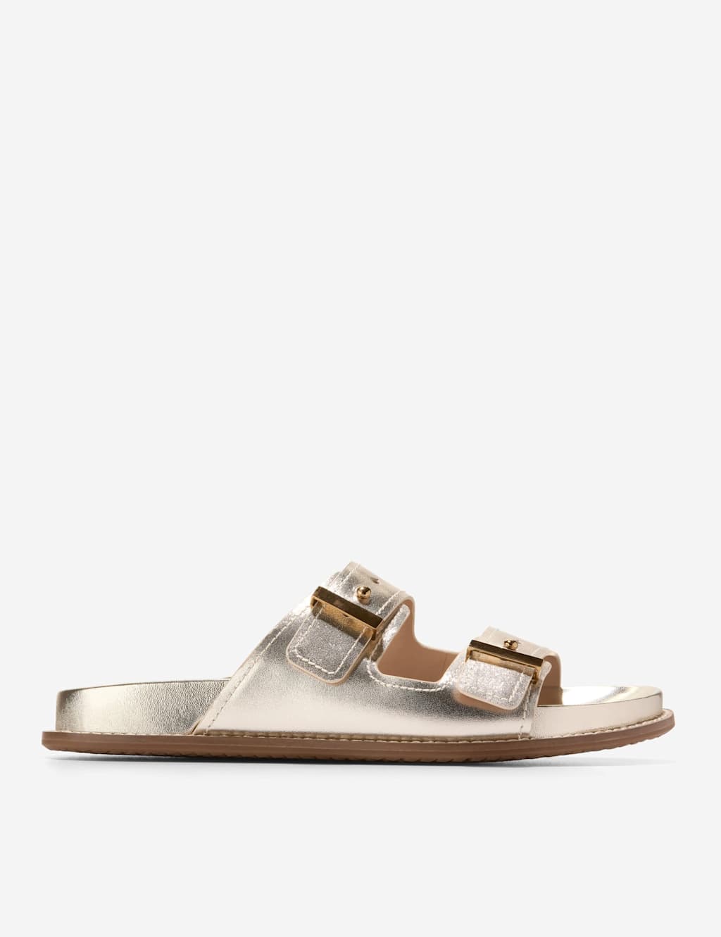 Marisol Leather Metallic Double Strap Sandals