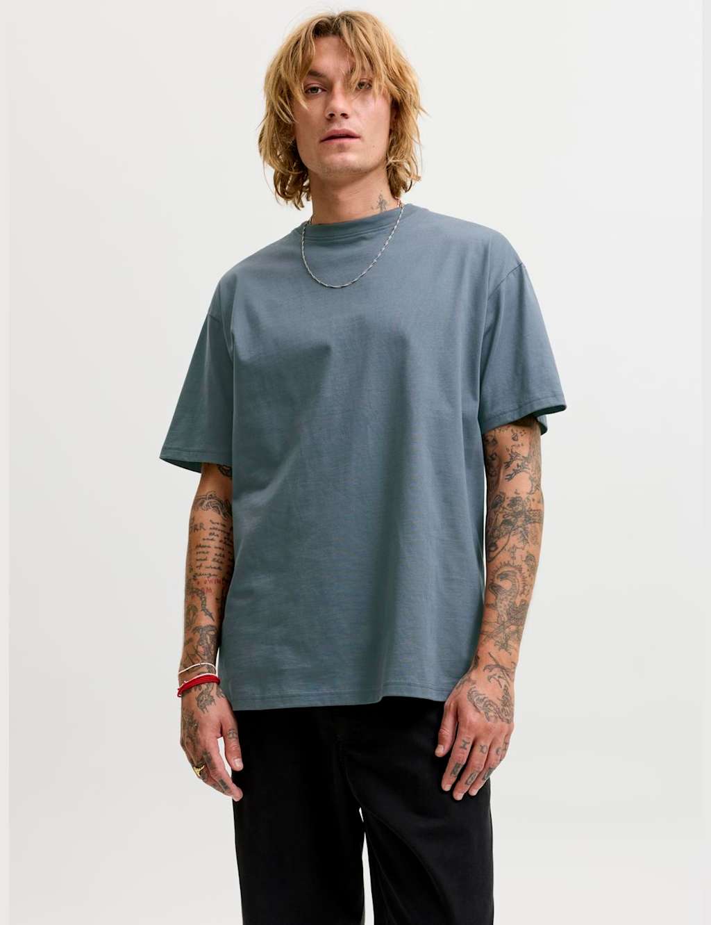 Jack & Jones Men's Pure Cotton Crew Neck T-Shirt - L - Blue - Available at M&S